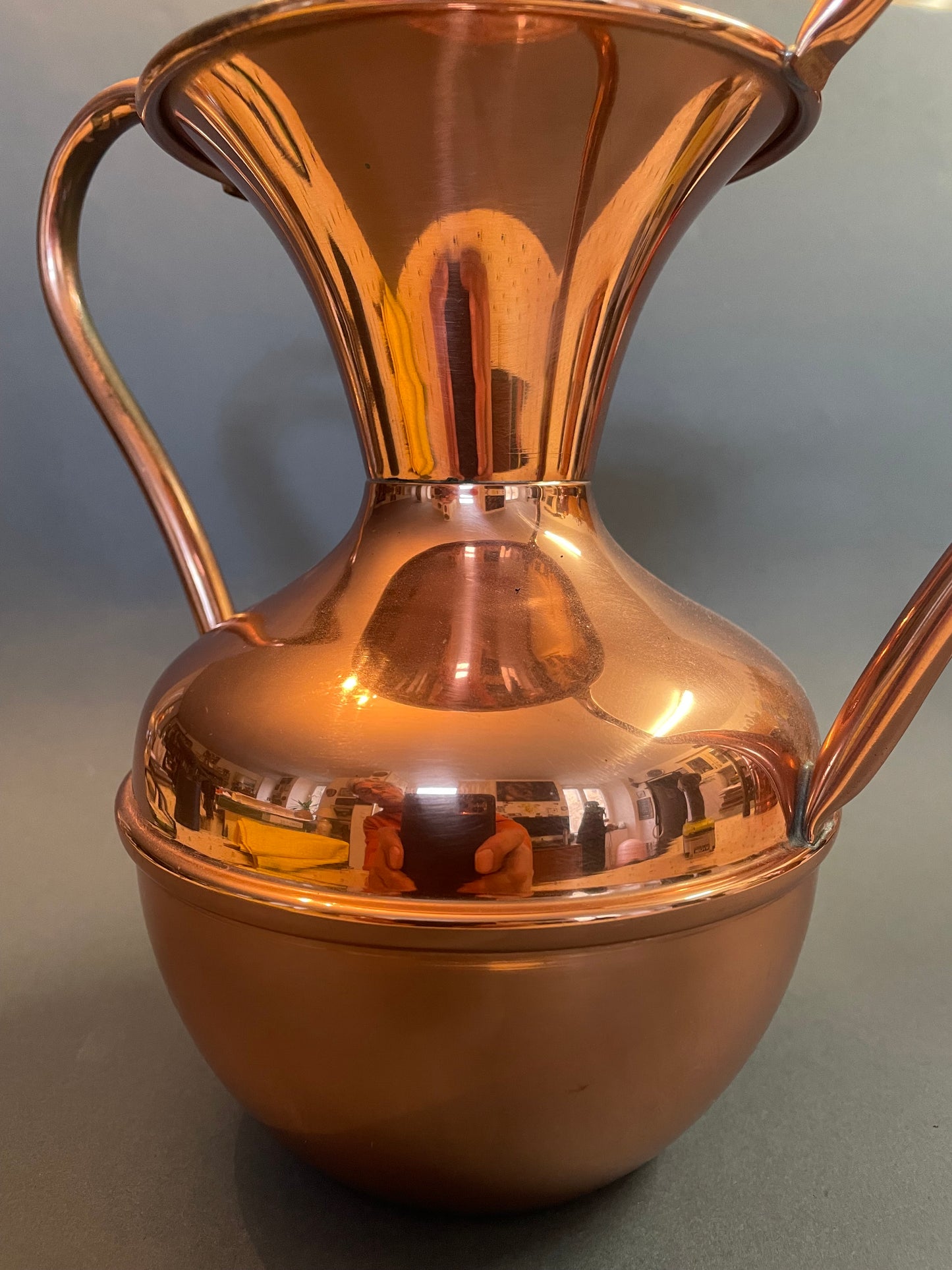 Grand vase en cuivre Artdéco, Lecellier, Villedieu, 20 cm de haut