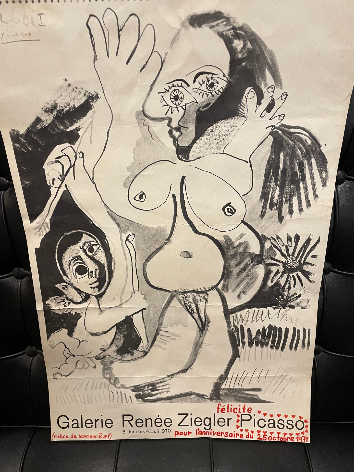Très rare Affiche d'exposition Pablo Picasso  Galerie Ziegler Zurich 1970